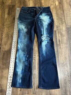 Riders by Lee Blue Tie-Dye Flare Jeans with Distressed Knee